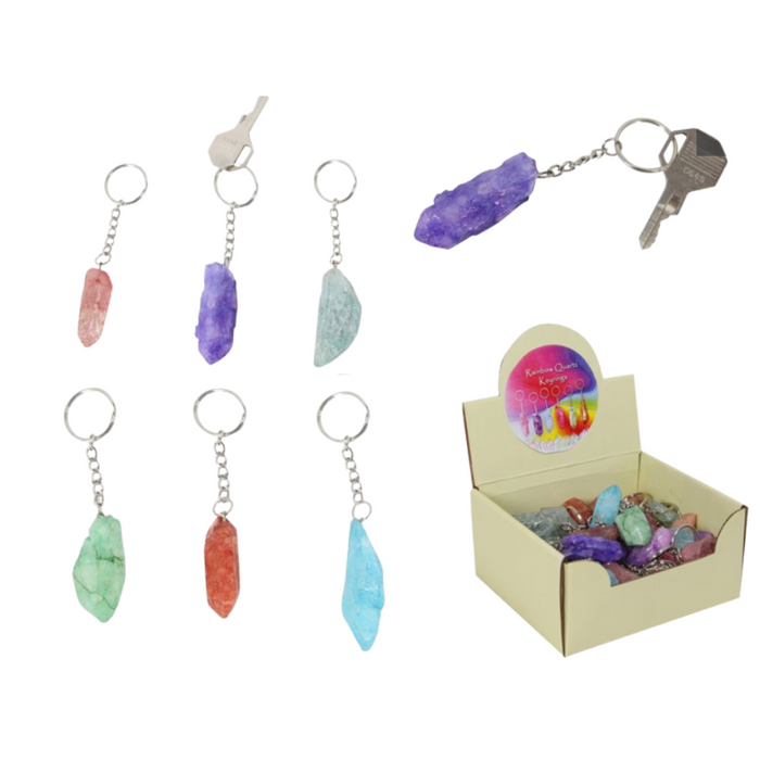 RAINBOW QUARTZ KEY RING 6 ASSTED