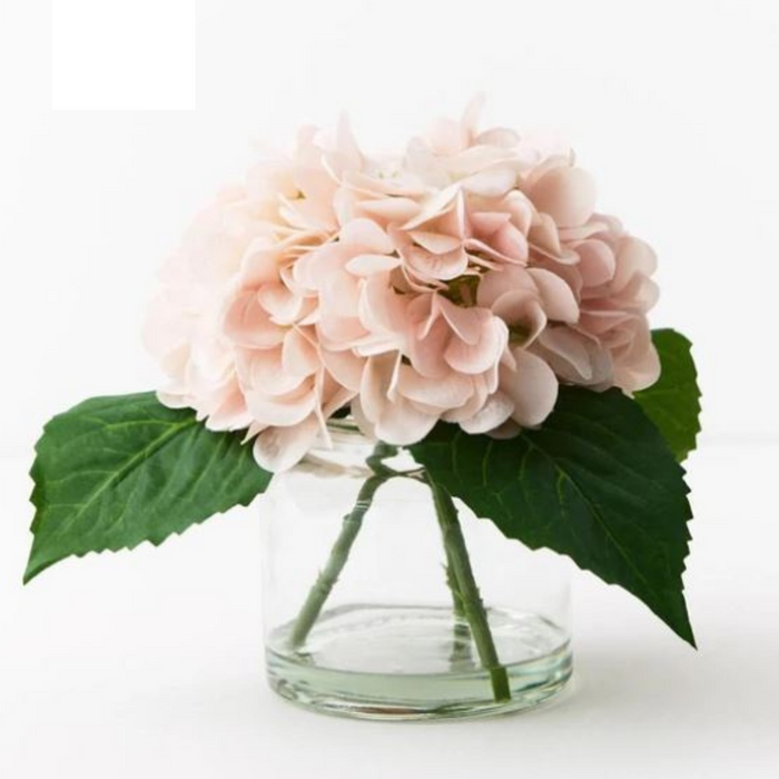 Hydrangea Mix in Vase Soft Pink 21cmh