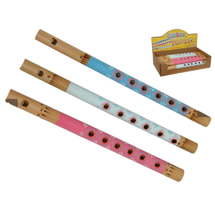 COLOURED BAMBOO FLUTE WITH DOTS 3 ASS