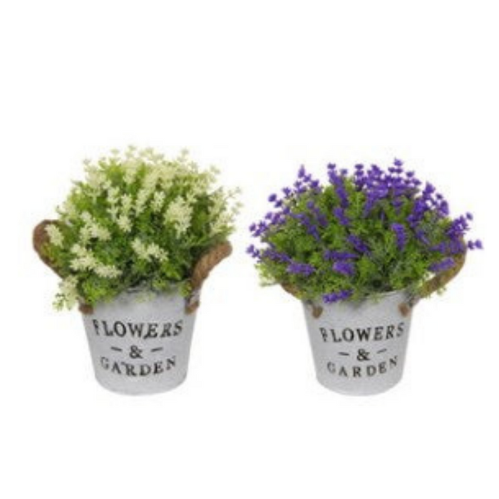 19CM POTTED FLOWERS WITH ROPE HANDLE