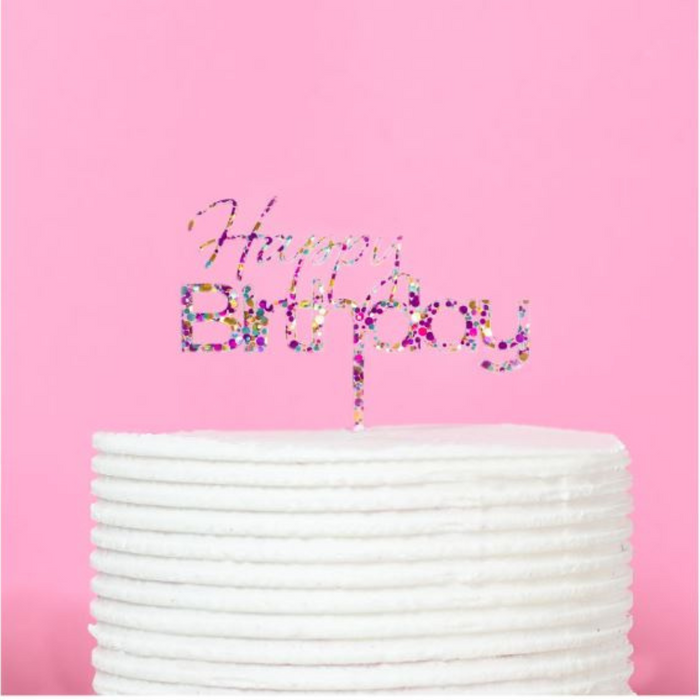Celebrate It Glitter Happy Birthday Cake Topper - Multicolor - Each