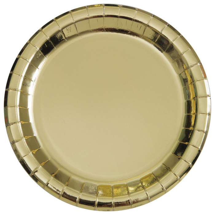 Gold Foil 23cm Round Paper Plates 8pk