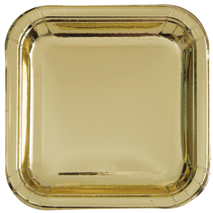 Gold Foil 23cm Square Paper Plates 8pk