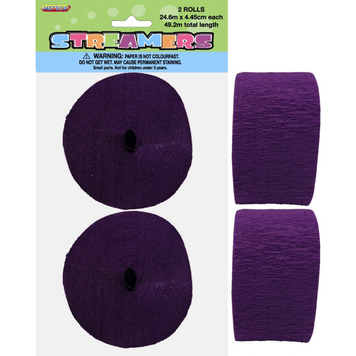 Crepe Streamers Deep Purple 81ft Pkt2