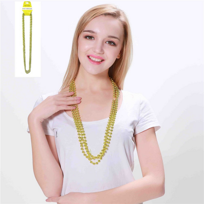 Party Necklace Gold 80Cm 3Pk