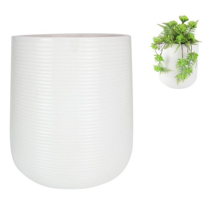 Ronis White Ripple Pot with Gloss Finish Large 37x33cm White