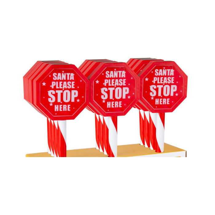 Solar Santa Stop Sign Stake 45cm