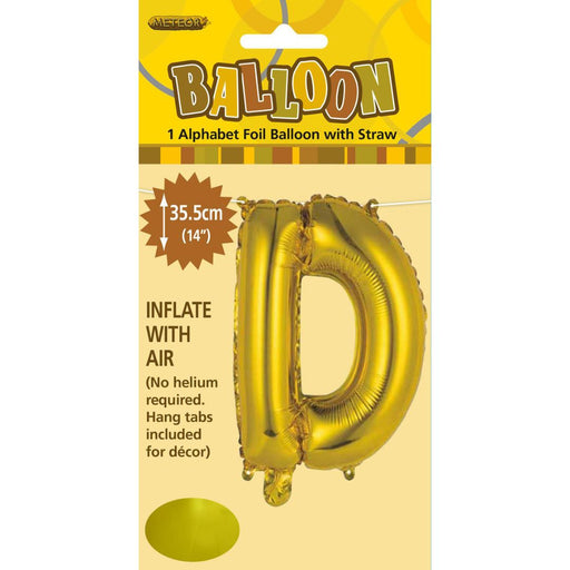 Alphabet Foil Balloon 35cm Gold - D