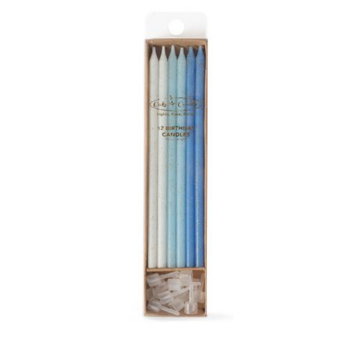 RONIS CAKE AND CANDLE CAKE CANDLES BLUE GLITTER 12PC PACK