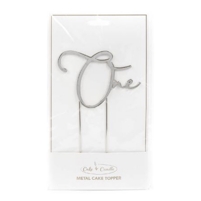 RONIS CAKE AND CANDLE ONE Cake Topper Metal SILVER