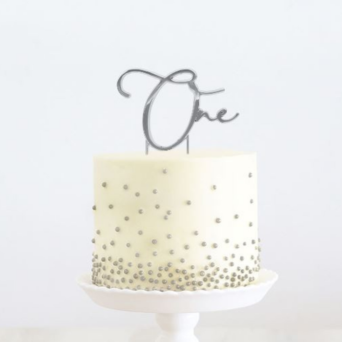 RONIS CAKE AND CANDLE ONE Cake Topper Metal SILVER