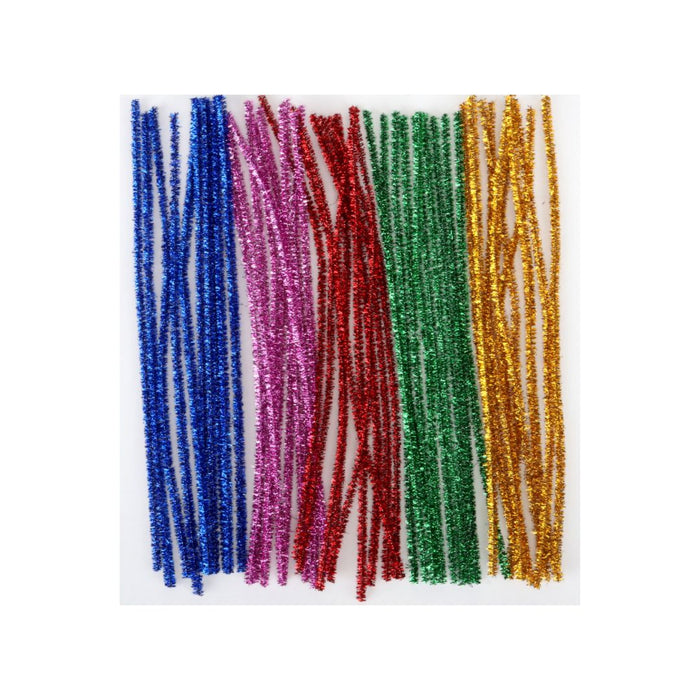 12 Metallic TINSEL Chenille Pipe Cleaner 6MM Stems Choose Color and Package  Amount -  Sweden