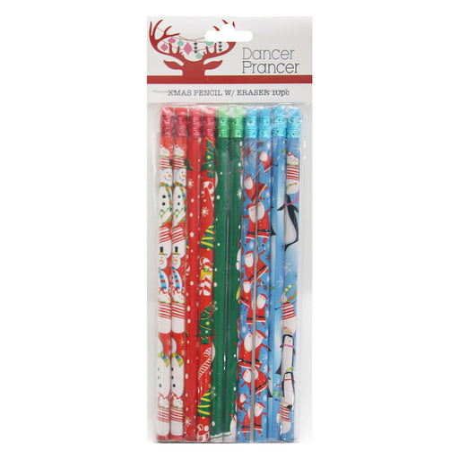 Chrst mas Pencil with coloured eraser 10 Pack