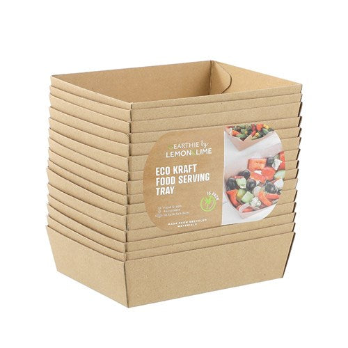 ECO KRAFT FOOD SERVING TRAY 18.5X14.5X4.5CM 15PK