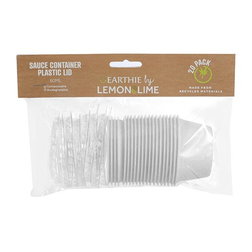 ECO SUGARCANE SAUCE CONTAINER PLASTIC LID 60ML 20PK WHITE