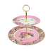 FLORAL GARDEN PINK 2 TIER CAKE STAND 