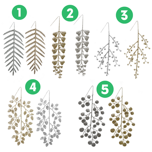 Glitter Leafy Pick 3pk