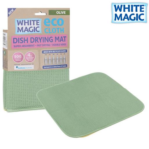 White Magic Microfibre Dish Drying Mat Olive Green