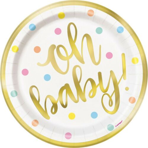 Oh Baby 18cm Foil Stamped Paper Plates 8pk