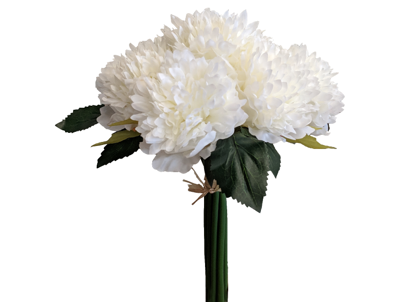 Peony Bouqeut x7 White (27cm Frilly)