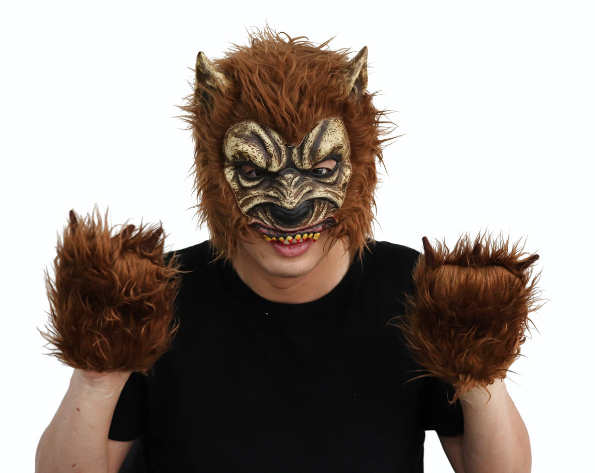 Scary Werewolf Latex Mask With Gloves