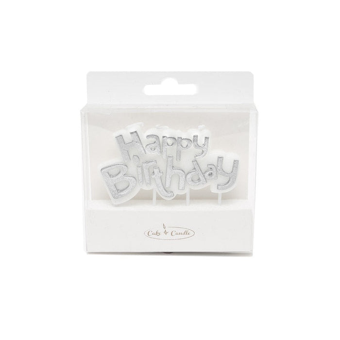 Silver Happy Birthday Candle Plaque