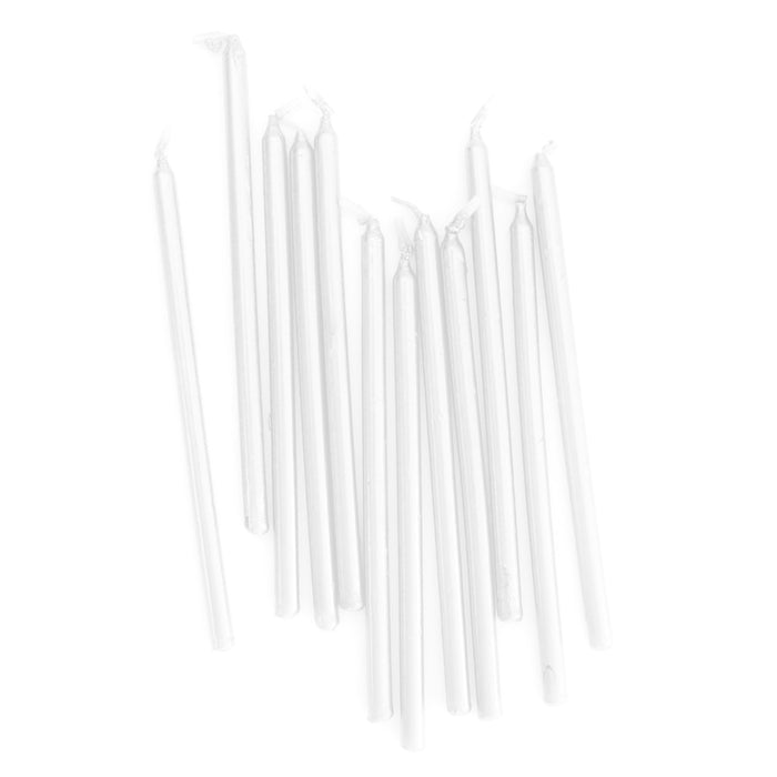Tall Cake Candles Pearlised White Pack Of 12 - 12Cm